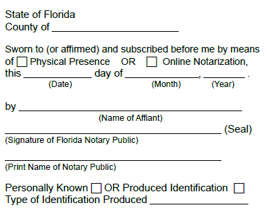 Florida Notary Jurat Self Inking Rubber Stamp